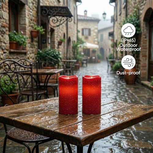 3"x6" Red Flameless Candles with Remote (2 Count)