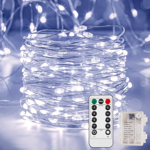 1 Pack 65.6 Ft. Battery Operated Outdoor String Lights with Remote & Timer