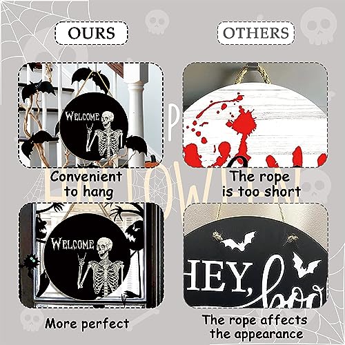 Halloween Decorations Wreath Halloween Skull Welcome Door Sign Front for Door Decoration