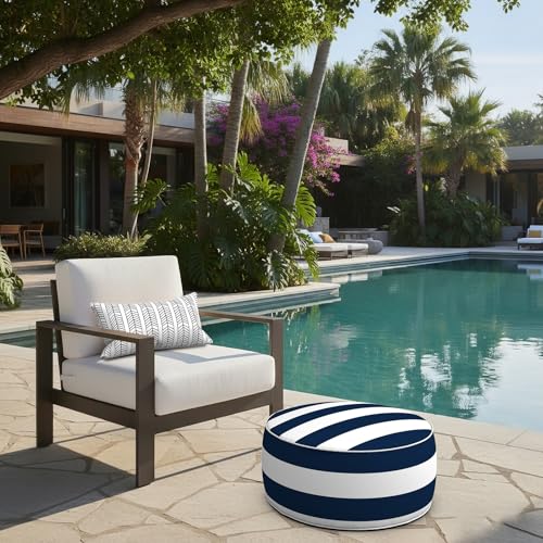 Indoor Outdoor Inflatable Ottoman with Handle D21 x H9 Inch