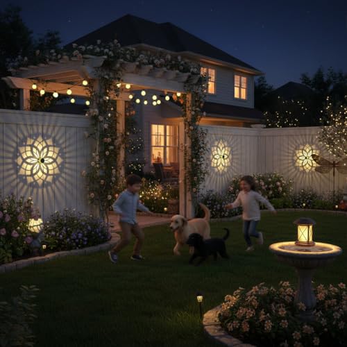 4 Pack Solar Fence Lights Metal Solar Powered Outdoor Wall Deck Step Lights Mandala Theme Waterproof Fence Light for Garden Post Patio Backyard Yard Decor (4 Count)