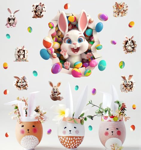 Large 3D Easter Bunny Wall Stickers (25 Count)