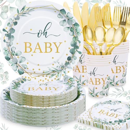 168 PCS Sage Green Baby Shower Decorations Neutral (168 Count)