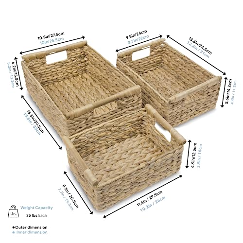Hyacinth Wicker Basket Set 3 size (3 Count)