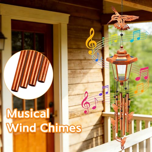 Hummingbird Solar Wind Chimes for Outside (2 Count)