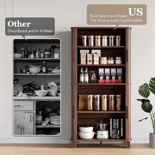 69" Tall Kitchen Pantry Storage Cabinet with Sliding Door