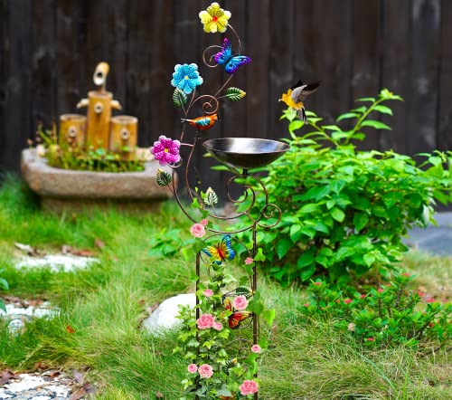 Metal Bird Bath with Trellis for Outside