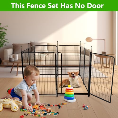 40in(H) Doorless Fence for Garden 14 Panels， 31.2 Ft(L) Barrier, Outdoor Garden Protection for Dogs Low Threshold,Indoor Fence Without Gate (31.2 Foot)