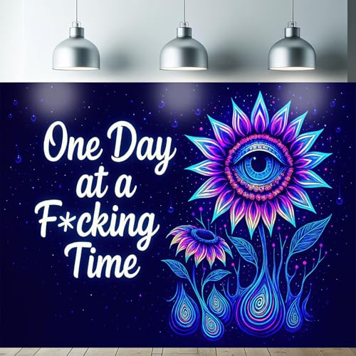 Blacklight Trippy Tapestry UV Reactive Psychedelic Eye Flower Wall Hanging with Quote for Bedroom Dorm Living Room Aesthetic Glowing Decor Fluorescent Poster Large 78 x 59 Inch