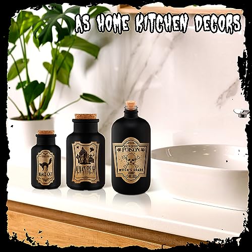 3 Pcs Halloween Vintage Glass Potion Bottles with Cork Lid