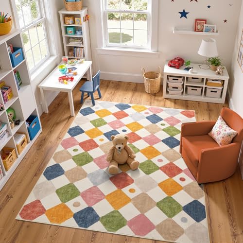 6x9 Classroom Rug Washable Kids Area Rug Colorful Playroom Mat (54 Sq Ft)