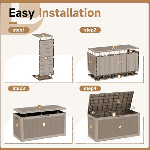 121 Gal Waterproof Outdoor Storage Box Lockable Deck Box