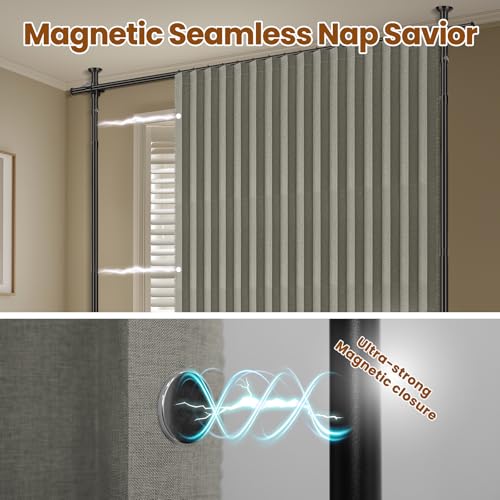 100% Blackout Room Divider Curtains Sets Grey W100 x L96 in 1 Panel No Drill Curtain Rods