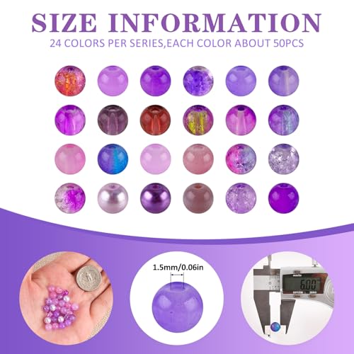 About 1200PCS 6mm Glass Beads Bracelet Making Kit (1200 Count)