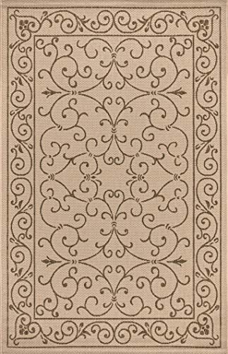 Vintage Filigree Indoor Outdoor Area Rug 8X10 Beige