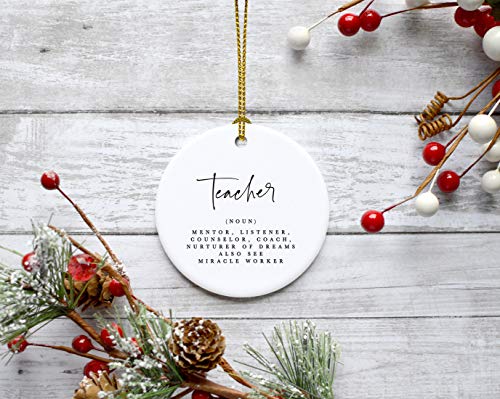 Round Ceramic Porcelain Christmas Tree Ornament for Teacher Thank You Gift