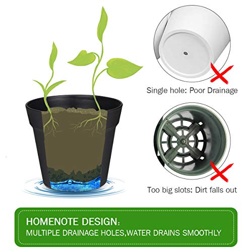 7.5 Inch Plastic Flower Pots with Drainage Holes and Trays (8 Count)
