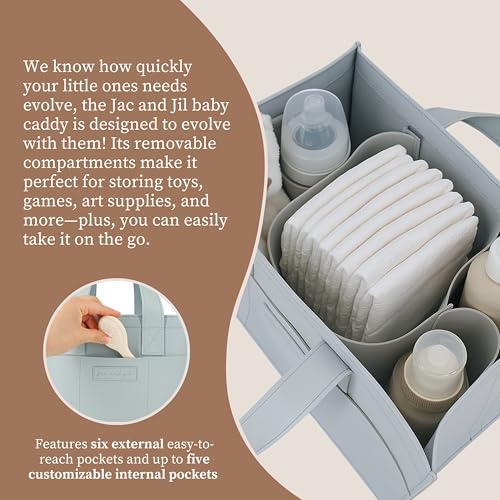 Premium Vegan Leather Baby Diaper Caddy Organizer
