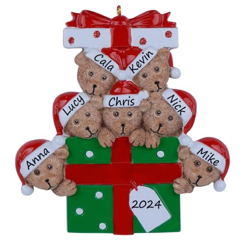 Personalized Bear Family of 7 Christmas Ornament 2026