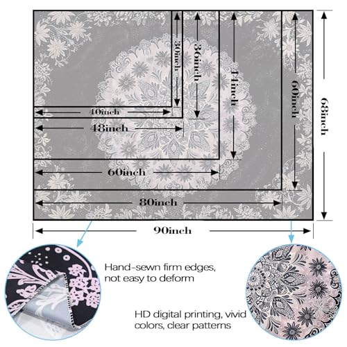 Boho Floral Mandala Tapestry Wall Hanging Grey Bohemian Flower Medallion Tapestry Aesthetic Gray Black Hippie Indian Small Tapestries for Bedroom Living Room Dorm Decor 80 x 60 Inch