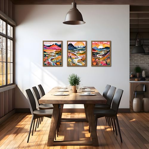 Wood Frame Boho Colorful Wall Art