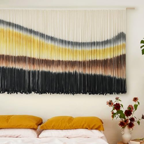 Large Macrame Wall Hanging Yellow Tie