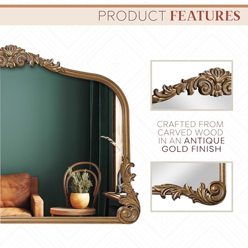 English Estate Carved Arch Wood Wall Mirror