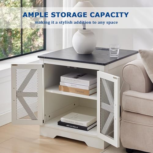 Farmhouse End Table Set with Charging Station Set of 2 (2 Count)
