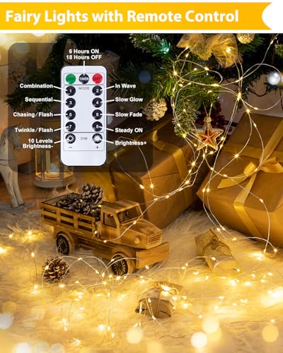 8 Pack 60 LED Fairy Lights Battery Operated with Remote