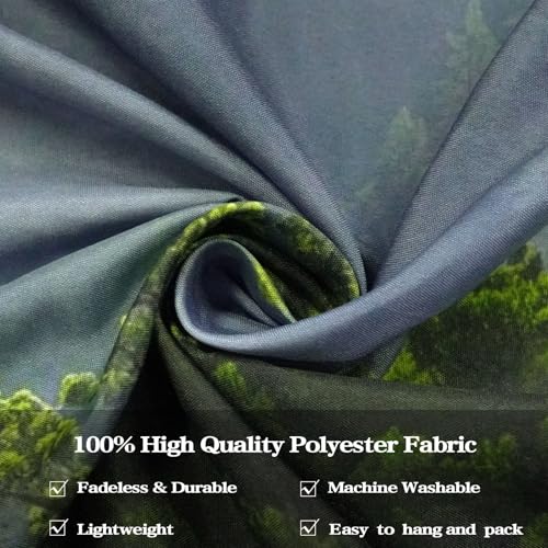 Nature Forest Mountain Tapestry Green Misty Pine Tree Tapestry for Bedroom Aesthetic Foggy Woodlands Sky Landscape Tapestries Wall Hanging for Living Room Dorm 80 x 60 Inch