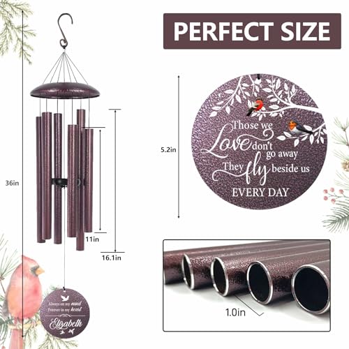 36" Large Deep Tone Personalized Name Sympathy Wind Chimes