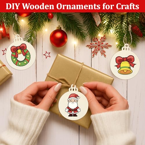 50 PCS Wooden Christmas Ornaments (50 Count)