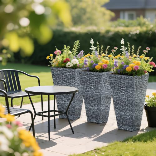 24 in Taper Tall Planters for Outdoor Plants Set of 3 (3 Count)