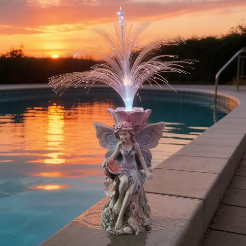 Fairy Garden Decor Statue Solar Fairy Garden Statues With Fiber Optic Light