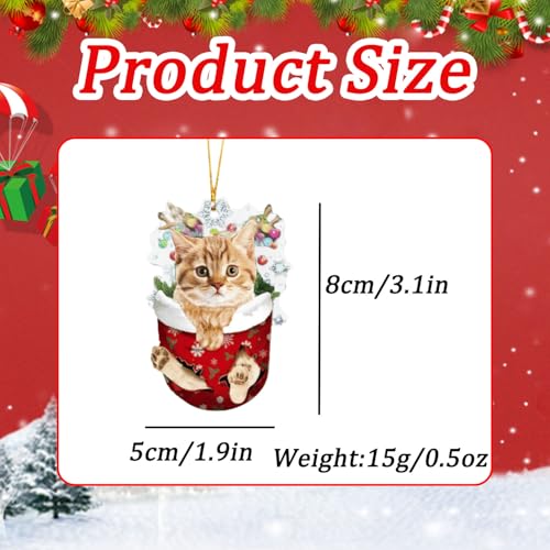 Mtruil 8 Pcs Christmas Ornaments Set Funny Xmas Teacup Cat Plane Acrylic