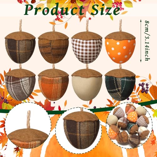 12 Pcs Fall Felt Acorn Ornaments Thanksgiving Hanging Decor (12 Count)
