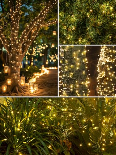 Solar String Lights Outdoor 6 Pack 600 LED 198FT Christmas Light Warm White (6 Count)