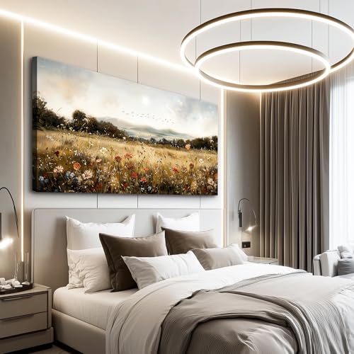 Large Wall Canvas Picture Aesthetics Vintage Lawn Painting With Printed Wall Art For Restaurant Classical Landscape Wall Decor For Office Living Room Bedroom Home Decoration 30 X 60 Inches