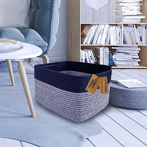 Cotton Rope Woven Basket with Handles for Shelves