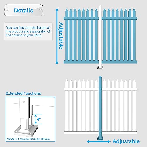 Vinyl Picket Fencing Post Kit 30" High for Straight PVC Decorative Fencings