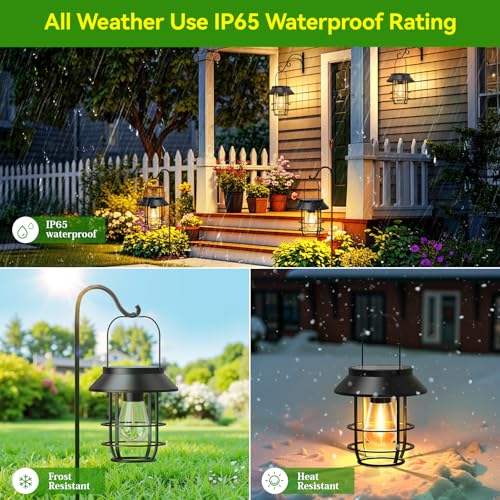 2 Pack Solar Lanterns Outdoor Waterproof (2 Count)