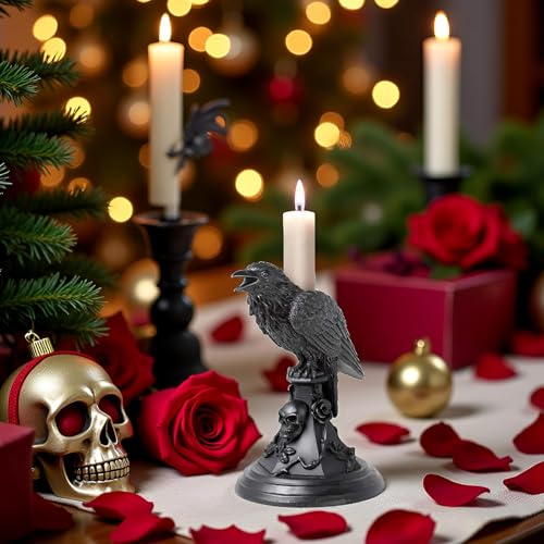 Gothic Black Cat Candle Holder Statue