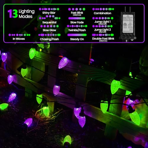 2PK 100 LED 98FT Connectable C9 Halloween Lights Outdoor (86 Foot)