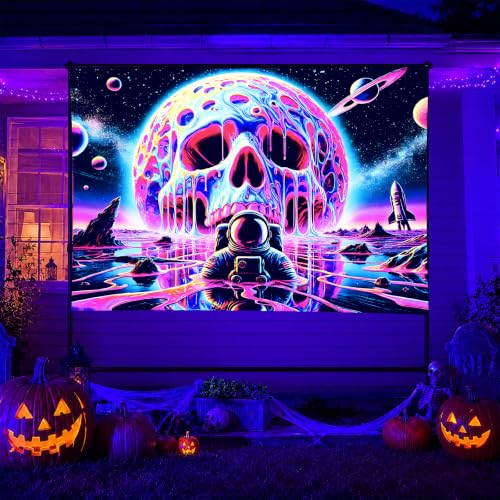 Blacklight Tapestry Galaxy Astronaut UV Wall Art 78 x 59 Inch