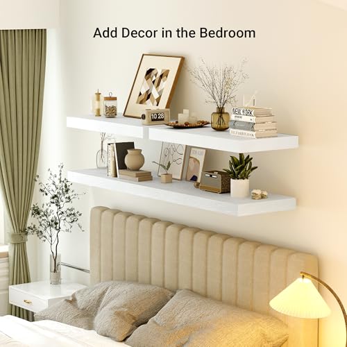 24 x 12 Deep Floating Shelves Wall Mounted Set of 1 White