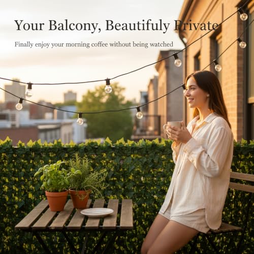 Faux Ivy Privacy Fence Screen Outdoor Expandable Artificial Greenery Roll Fake Hedge Wall Patio Green Plastic Leaf Plant Vine Grass Panels Gate Covering for Garden Yard Balcony (65 Sq Ft)