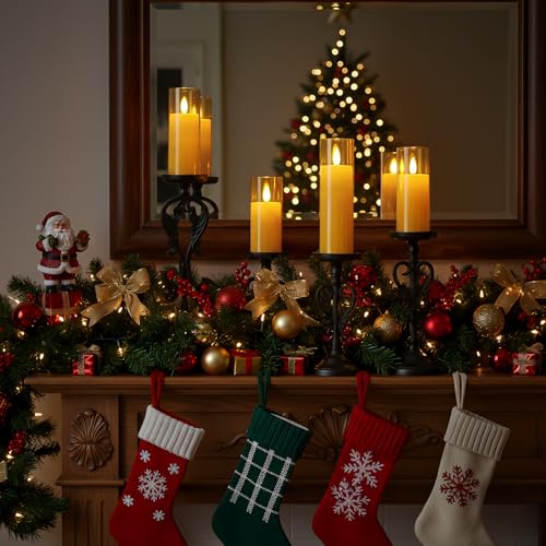 Amber Flameless LED Pillar Candles (9 Count)