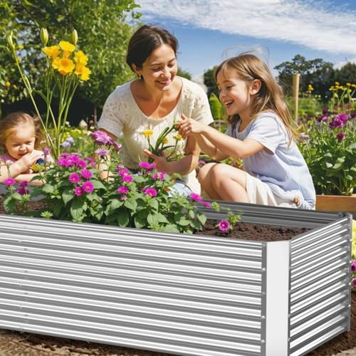 2 Pack Tall Corrugated Galvanized Steel Raised Garden Bed Outdoor (2 Count)