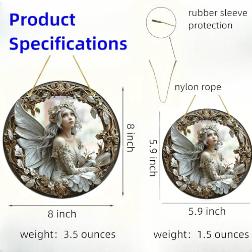 Flower Fairy Garden Decorations Angel Wing Christmas Halloween Deco Statue Art Elf Sculpture Hanging Craft for Outdoor Yard Courtyard Lawn Patio Window Acrylic Ornament Home Gift
