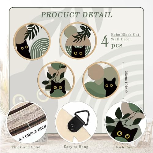 Sage green Cat Wall Art Sage green C at Room Decor Aesthetic (4 Count)